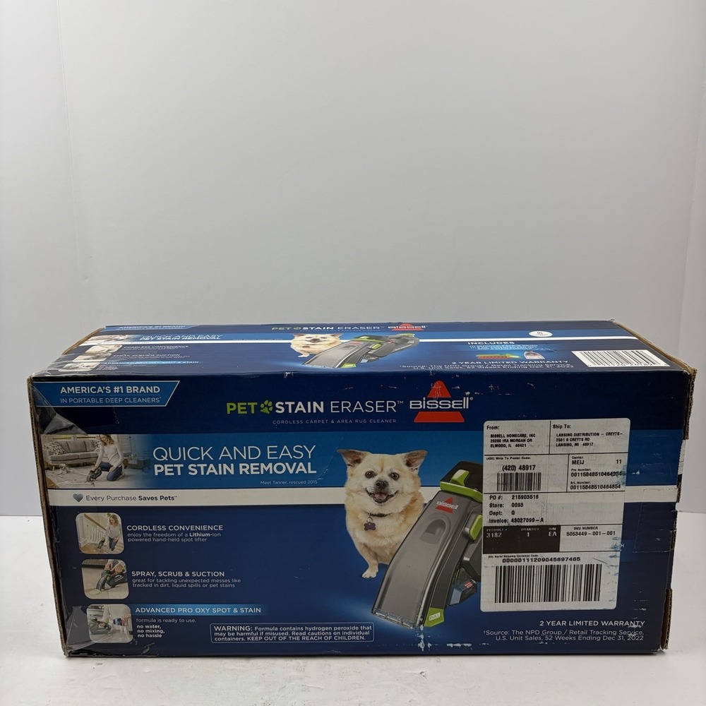 BISSELL 3180 Pet Stain Eraser Cordless Portable Carpet Cleaner NEW in Box